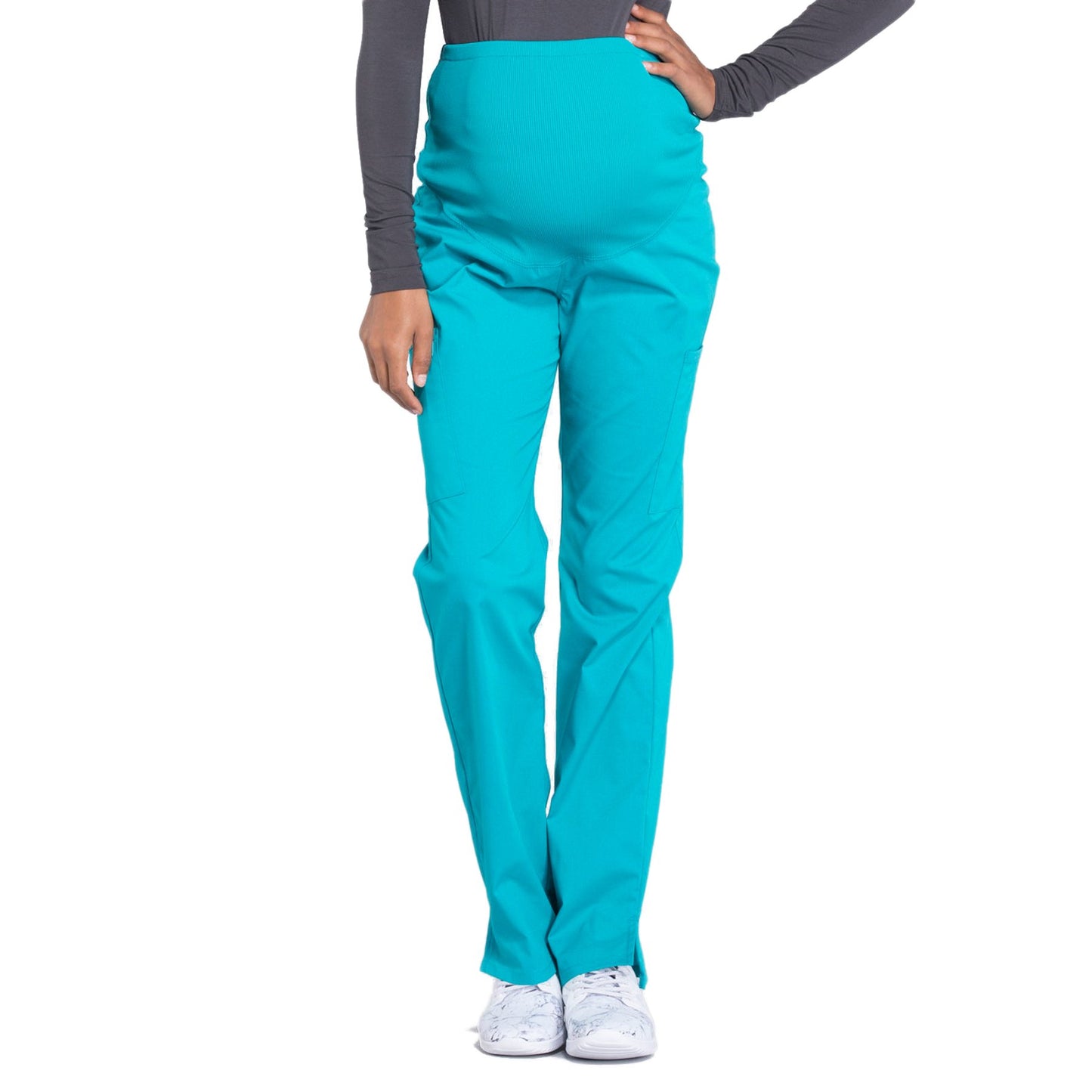 Cherokee Workwear Professionals WW220 Scrubs Pants Maternity Straight Leg Teal Blue