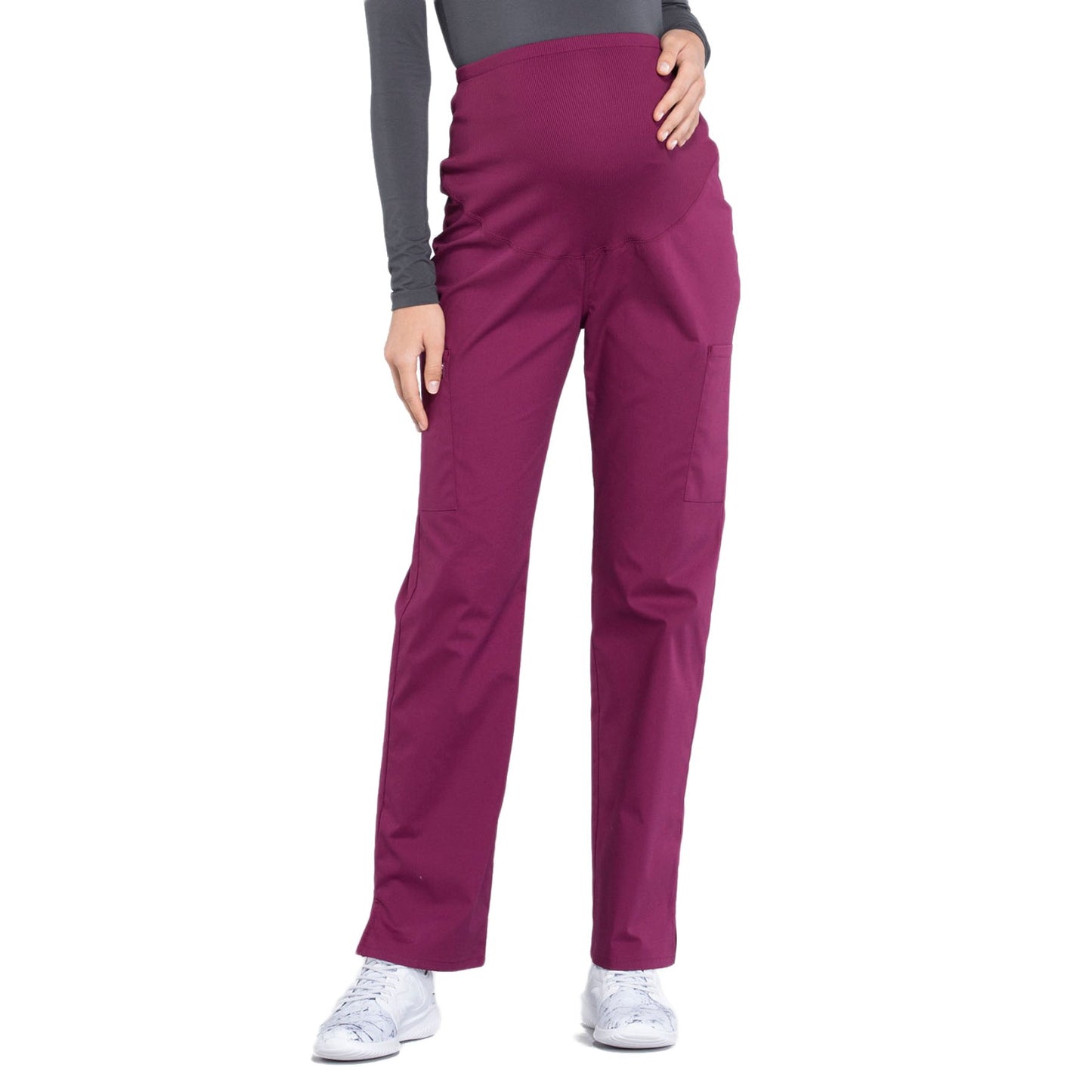 Cherokee Workwear Professionals WW220 Scrubs Pants Maternity Straight Leg Wine