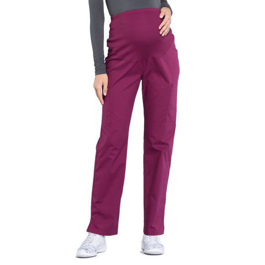 Cherokee Workwear Professionals WW220 Scrubs Pants Maternity Straight Leg Wine