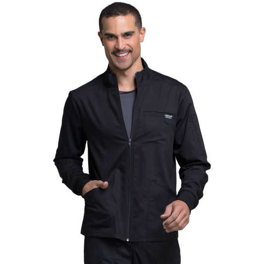 Cherokee Workwear Revolution WW320 Scrubs Jacket Men's Zip Front Black