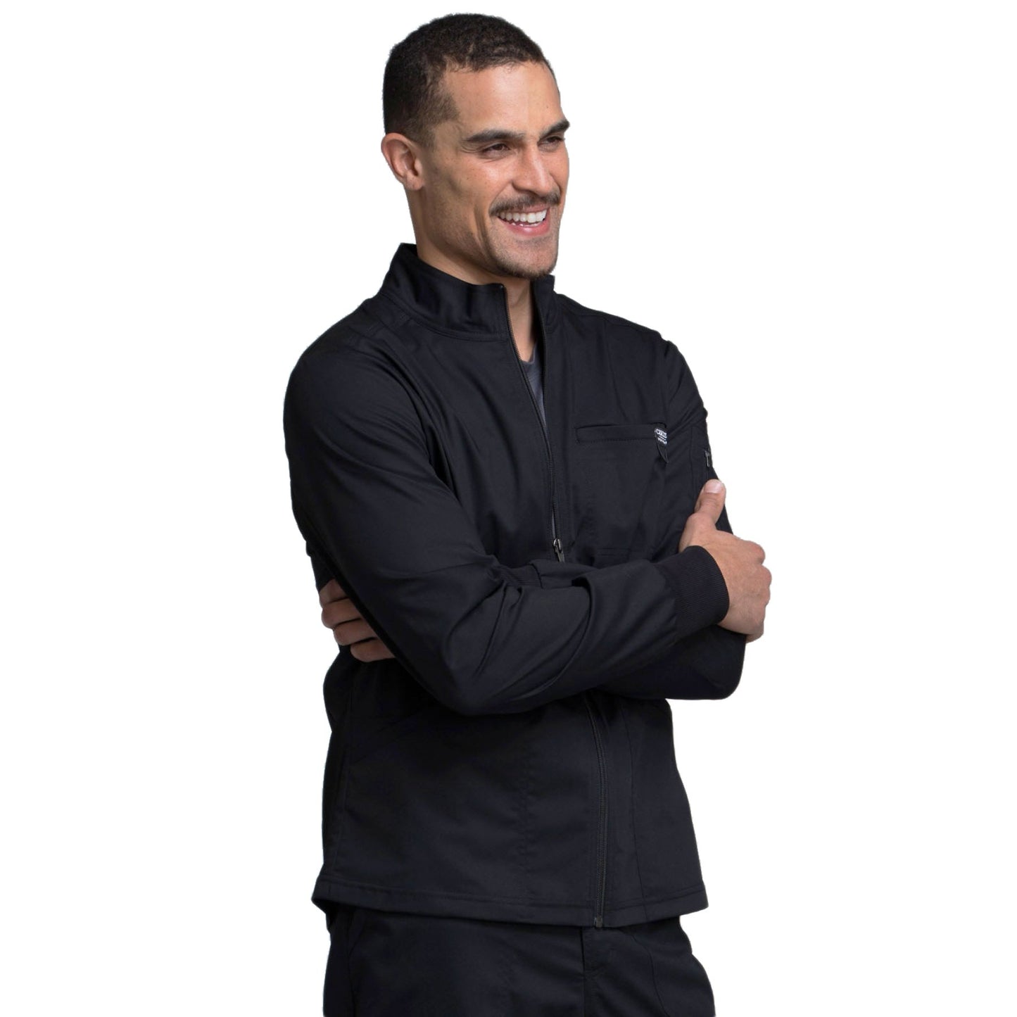 Cherokee Workwear Revolution WW320 Scrubs Jacket Men's Zip Front Black 5XL
