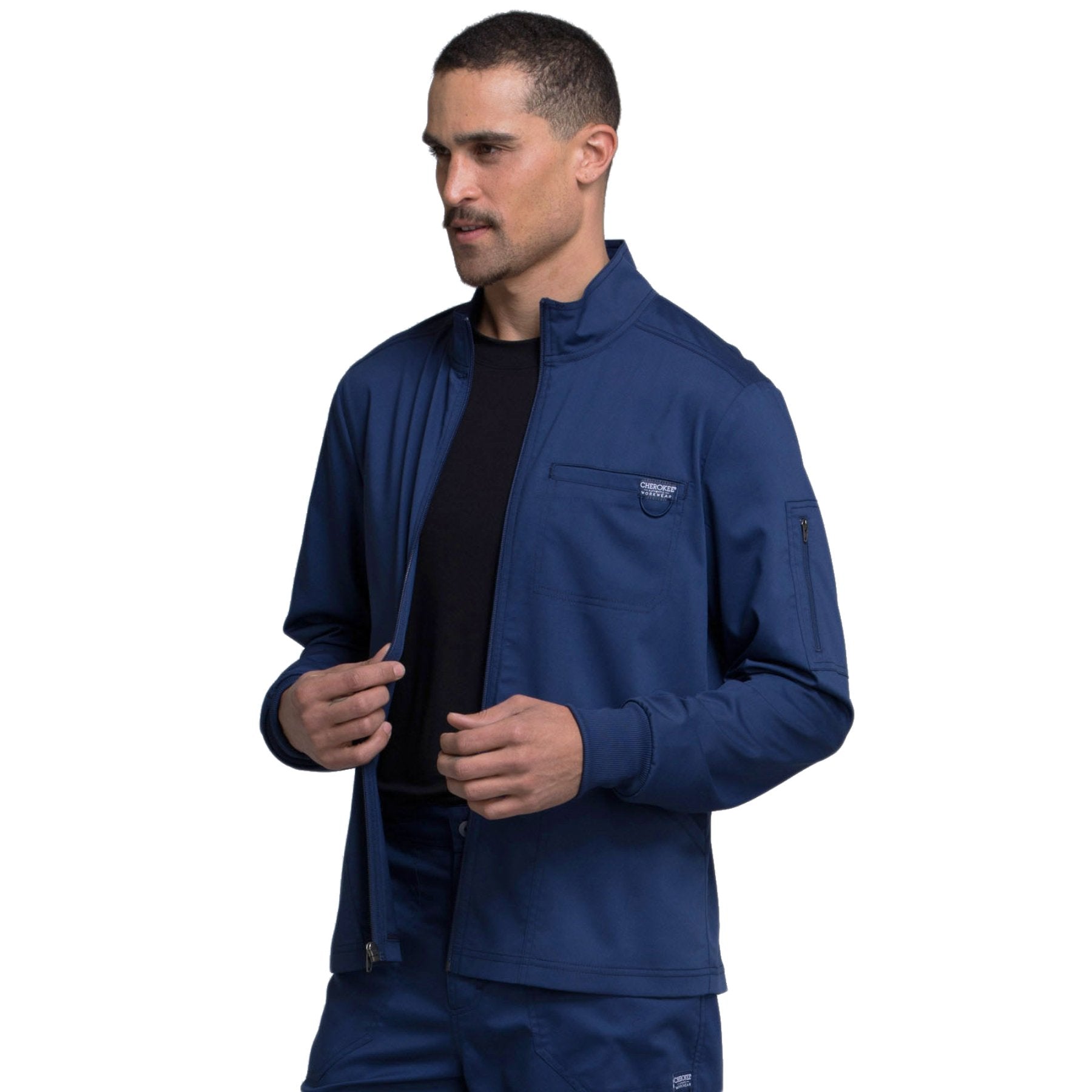 Cherokee Workwear Revolution WW320 Scrubs Jacket Men's Zip Front Navy 4XL