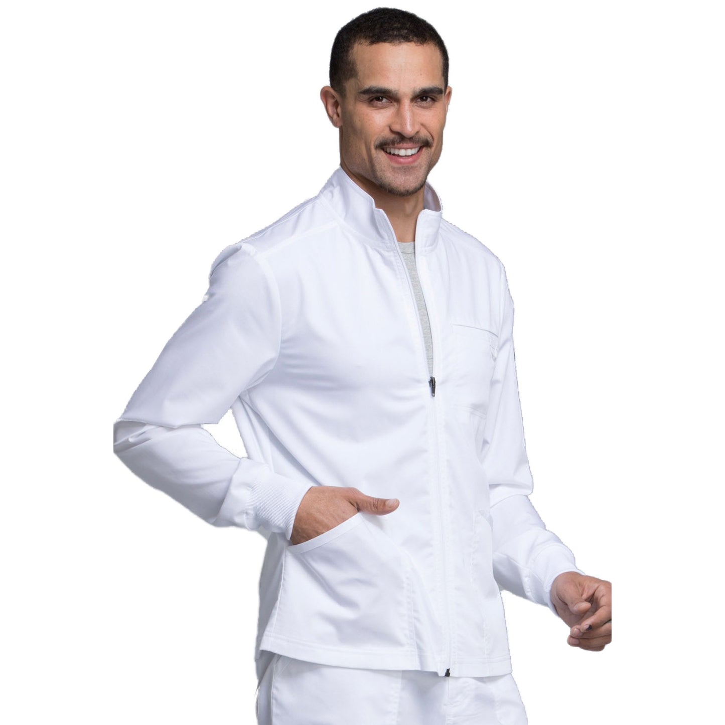 Cherokee Workwear Revolution WW320 Scrubs Jacket Men's Zip Front White 5XL