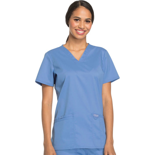 Cherokee Workwear Revolution WW620 Scrubs Top Women's V-Neck Ciel Blue