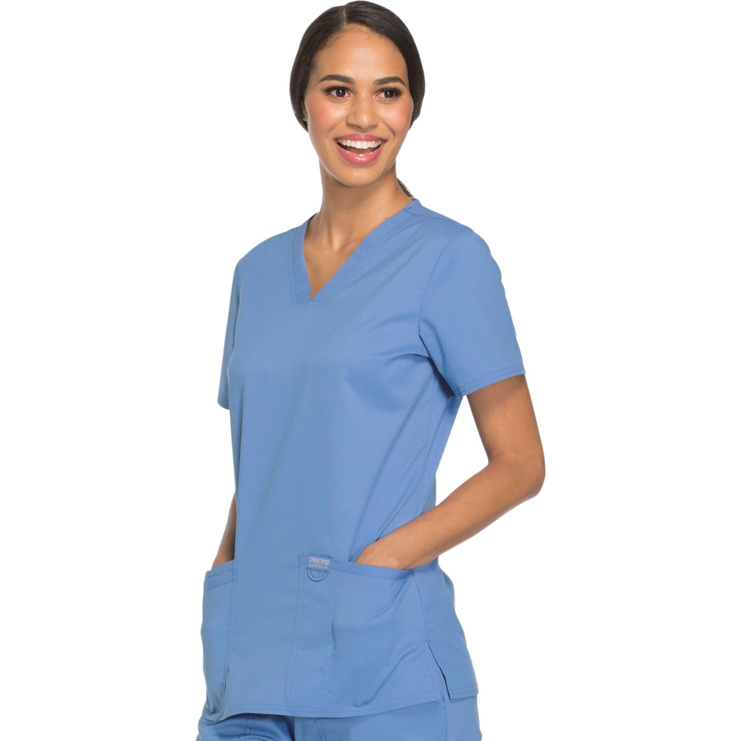 Cherokee Workwear Revolution WW620 Scrubs Top Women's V-Neck Ciel Blue 4XL