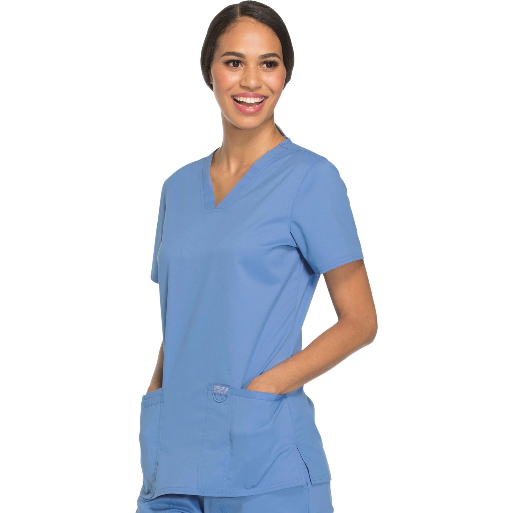 Cherokee Workwear Revolution WW620 Scrubs Top Women's V-Neck Ciel Blue 4XL