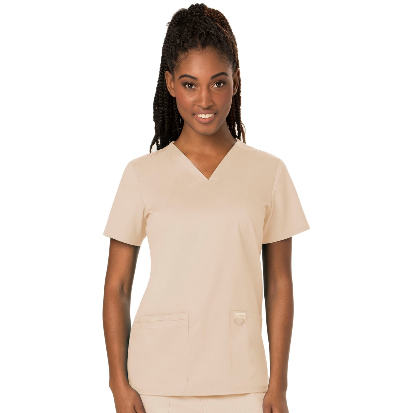 Cherokee Workwear Revolution WW620 Scrubs Top Women's V-Neck Khaki