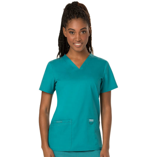 Cherokee Workwear Revolution WW620 Scrubs Top Women's V-Neck Teal Blue