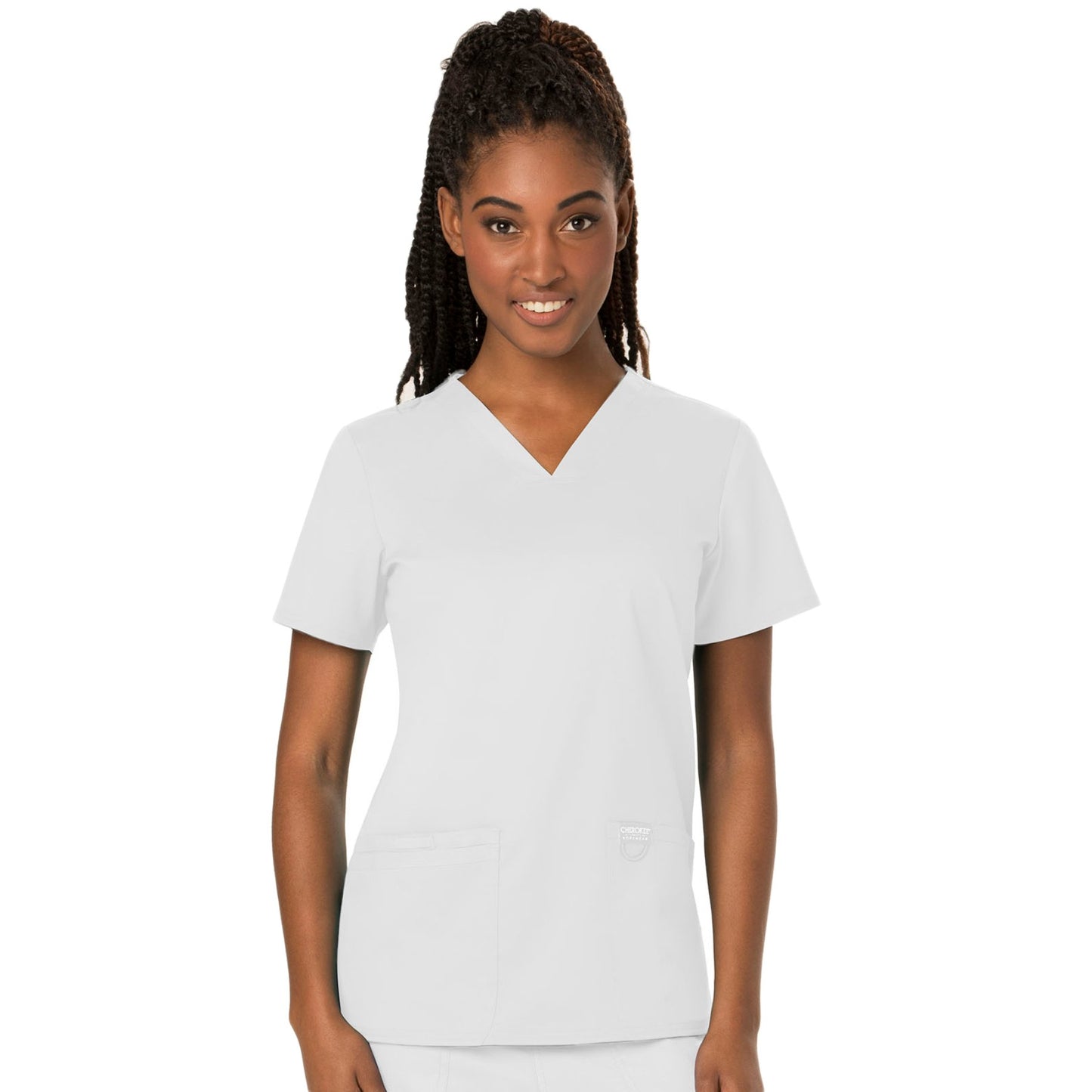 Cherokee Workwear Revolution WW620 Scrubs Top Women's V-Neck White