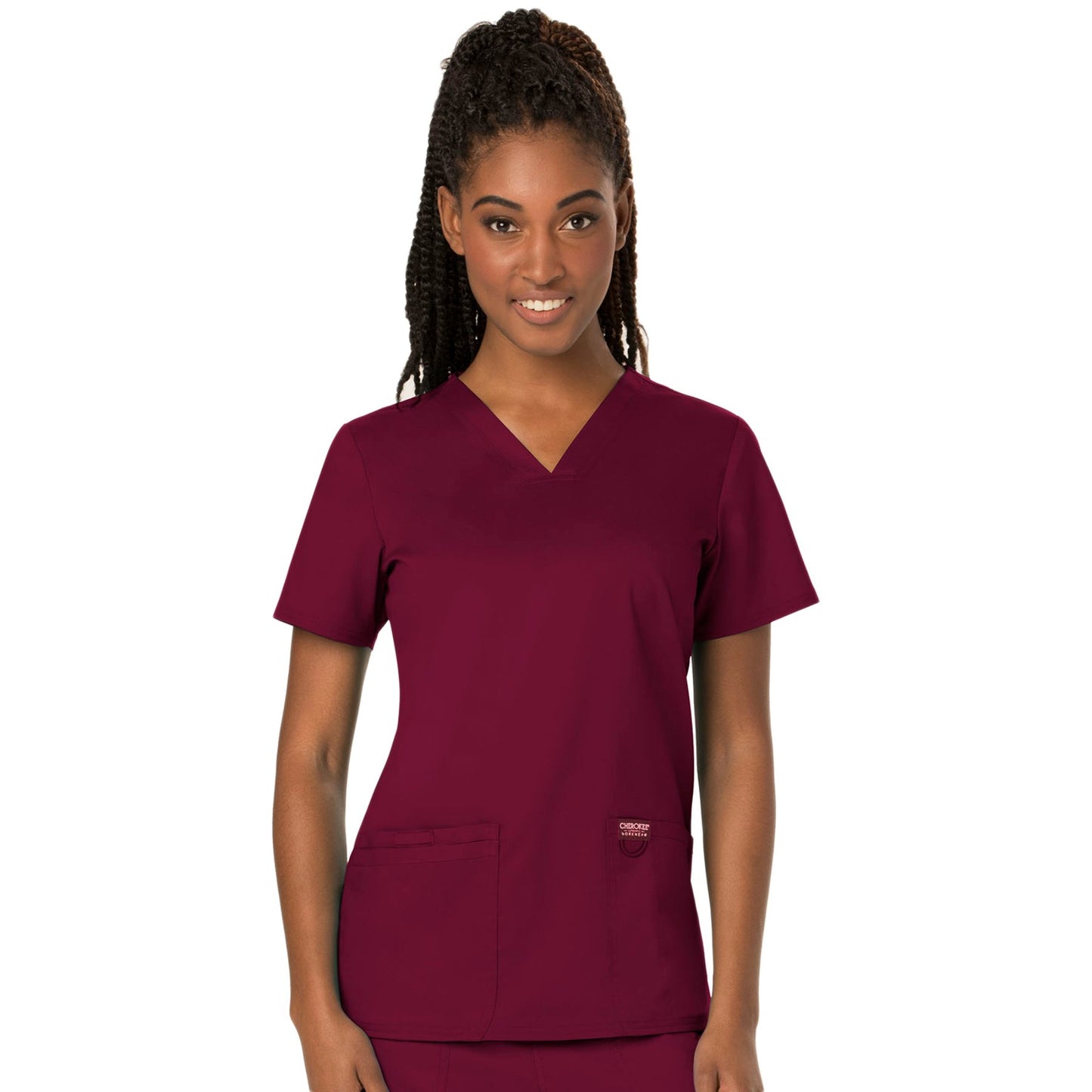 Cherokee Workwear Revolution WW620 Scrubs Top Women's V-Neck Wine