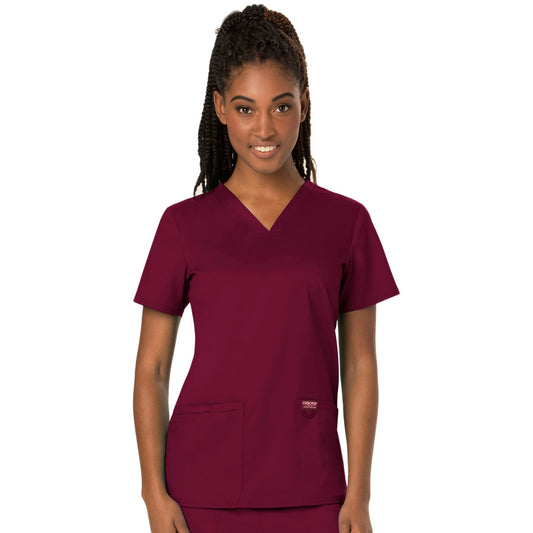 Cherokee Workwear Revolution WW620 Scrubs Top Women's V-Neck Wine