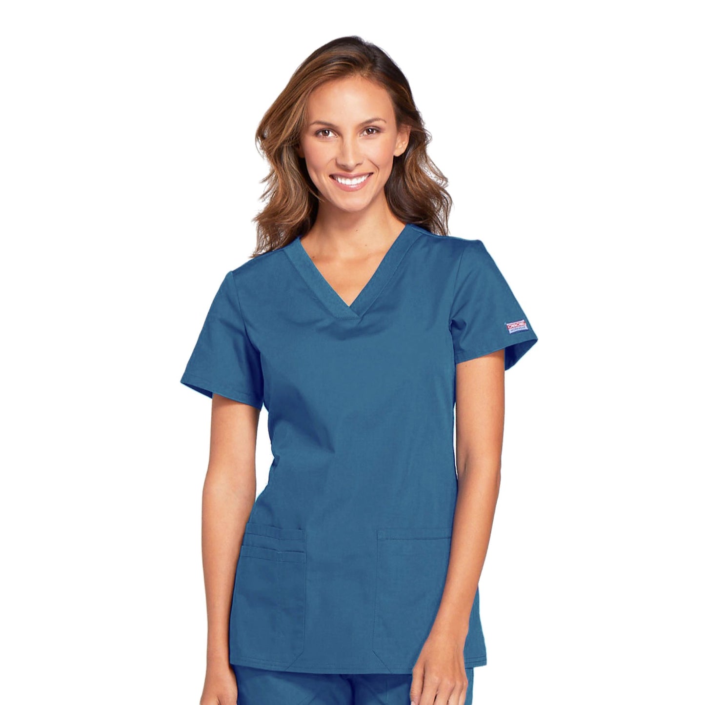 Cherokee Workwear WW645 Scrubs Top Women's V-Neck Caribbean Blue