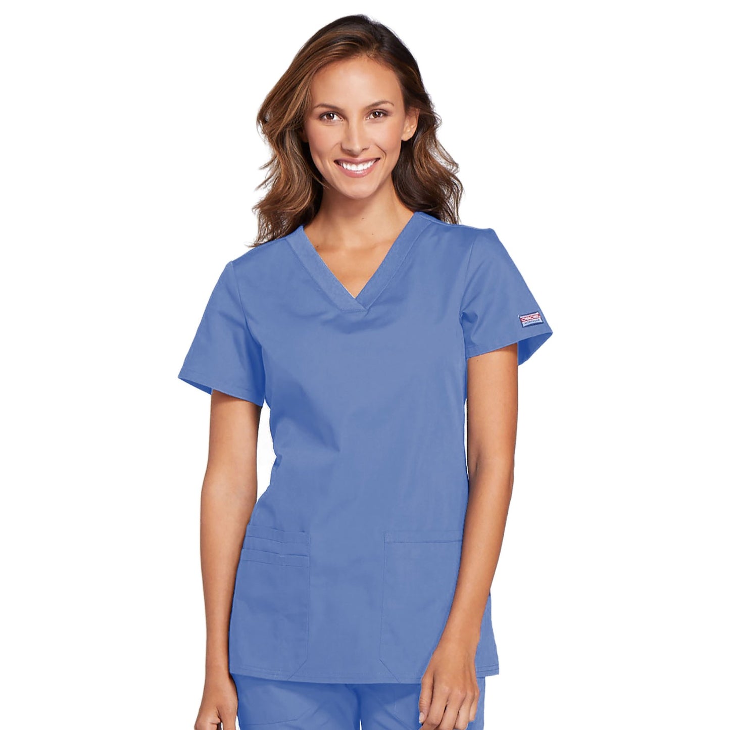 Cherokee Workwear WW645 Scrubs Top Women's V-Neck Ciel Blue
