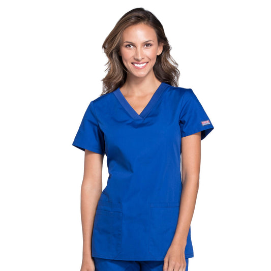 Cherokee Workwear WW645 Scrubs Top Women's V-Neck Galaxy Blue