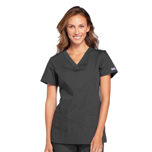 Cherokee Workwear WW645 Scrubs Top Women's V-Neck Pewter