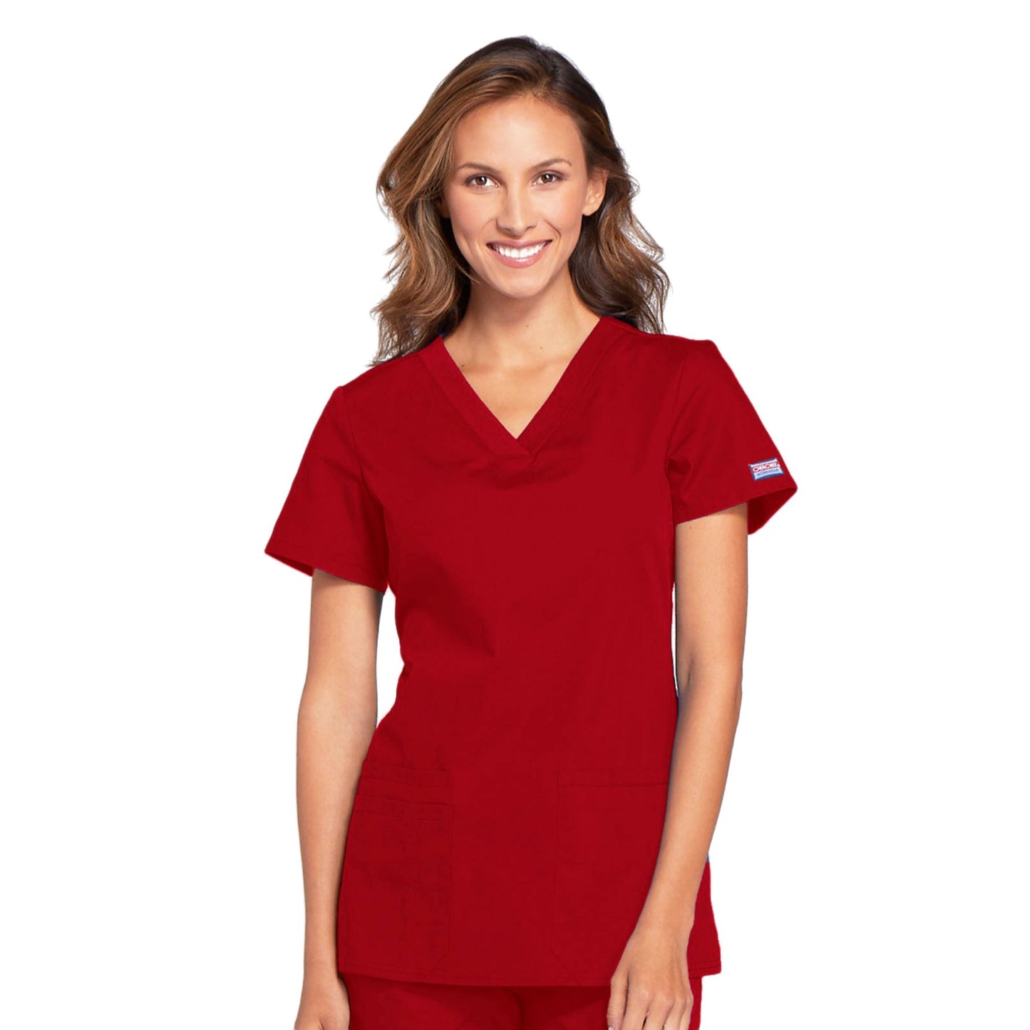 Cherokee Workwear WW645 Scrubs Top Women's V-Neck Red