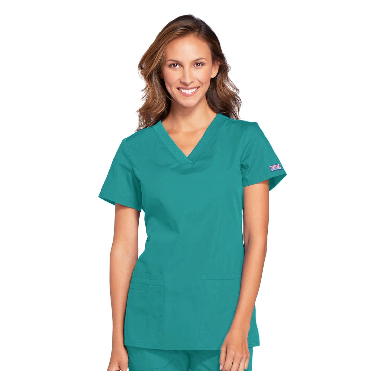 Cherokee Workwear WW645 Scrubs Top Women's V-Neck Teal Blue
