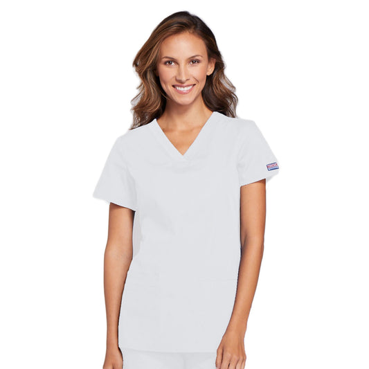 Cherokee Workwear WW645 Scrubs Top Women's V-Neck White
