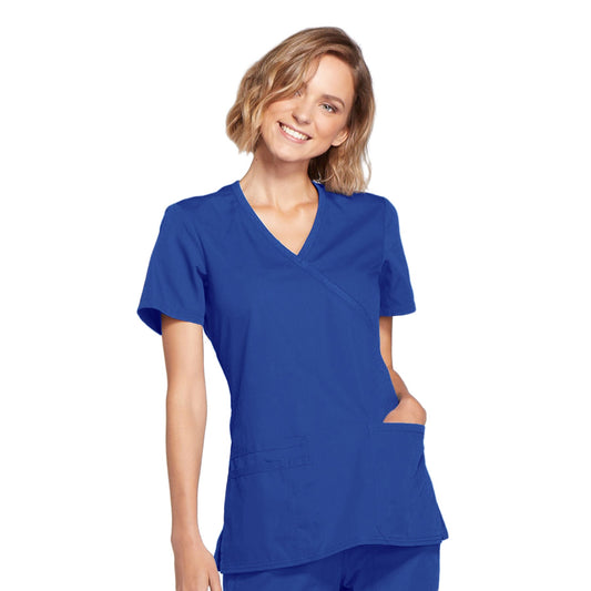 Cherokee Workwear WW650 Scrubs Top Women's Mock Wrap Royal