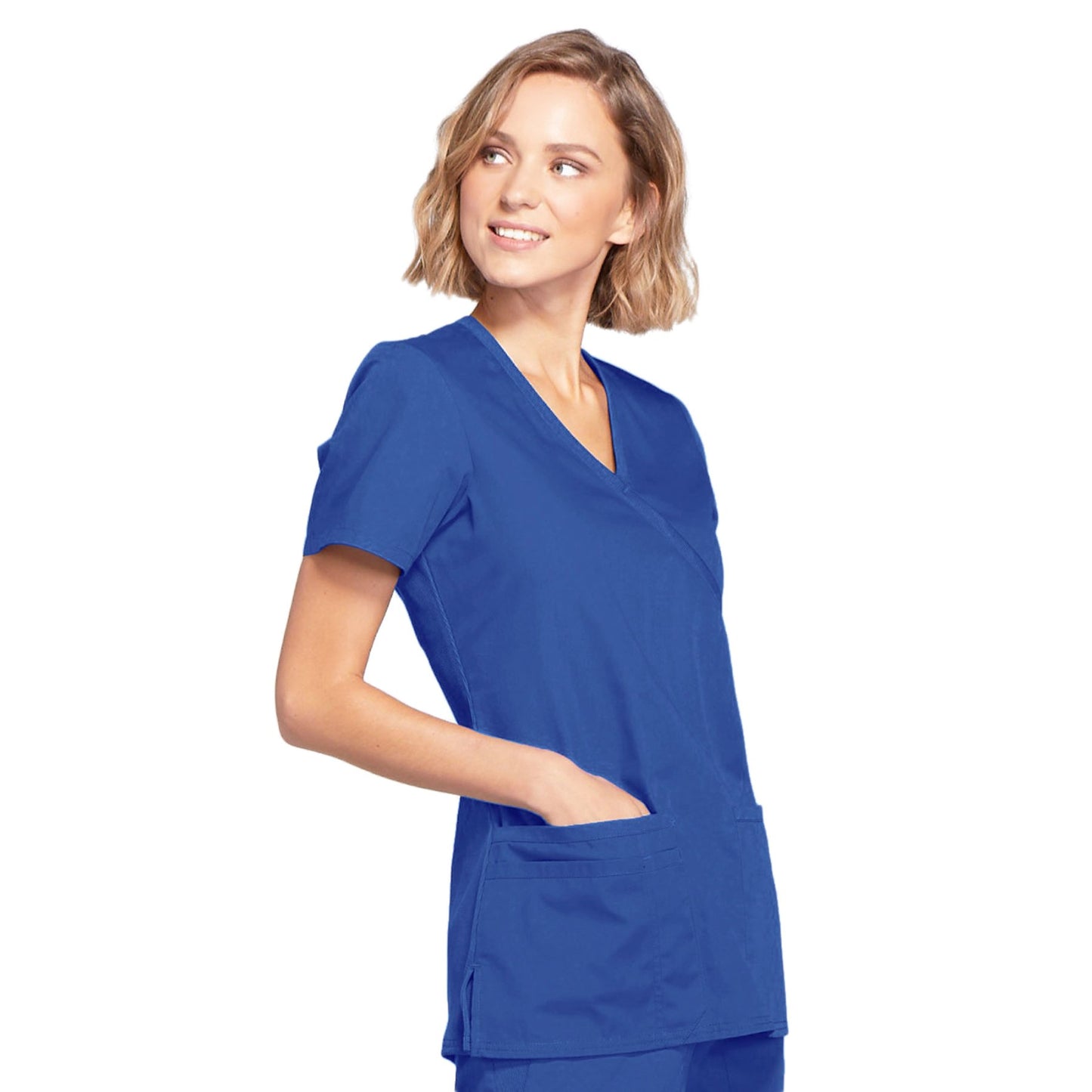 Cherokee Workwear WW650 Scrubs Top Women's Mock Wrap Royal 5XL