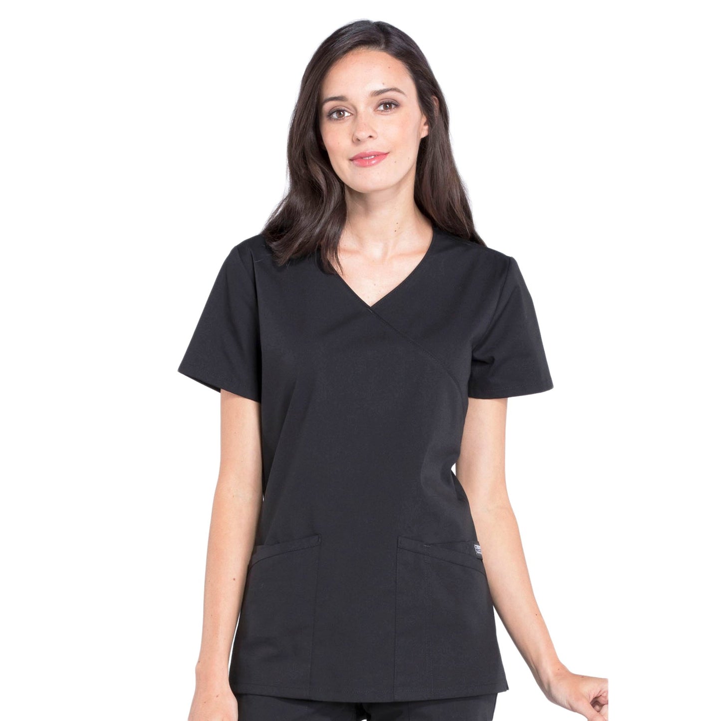 Cherokee Workwear Professionals WW655 Scrubs Top Women's Mock Wrap Black