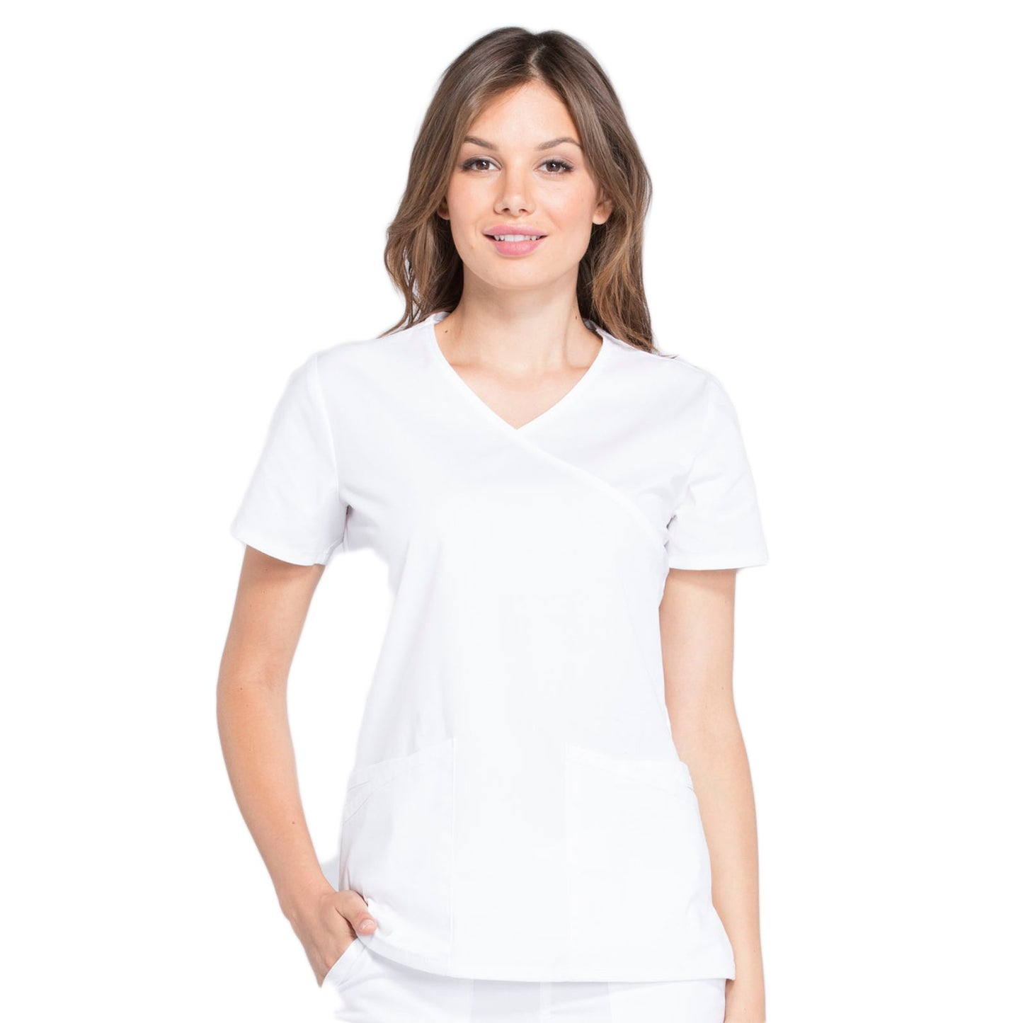 Cherokee Workwear Professionals WW655 Scrubs Top Women's Mock Wrap White