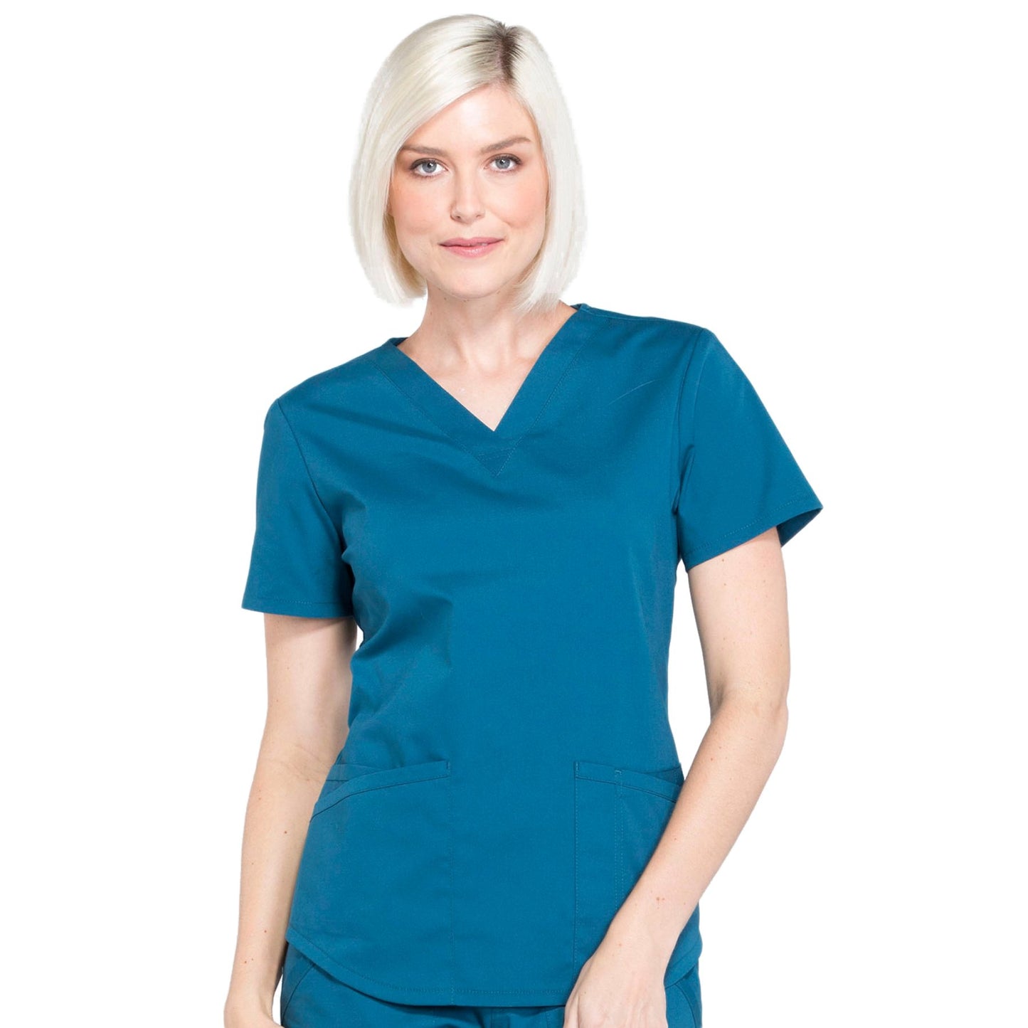Cherokee Workwear Professionals WW665 Scrubs Top Women's V-Neck Caribbean Blue