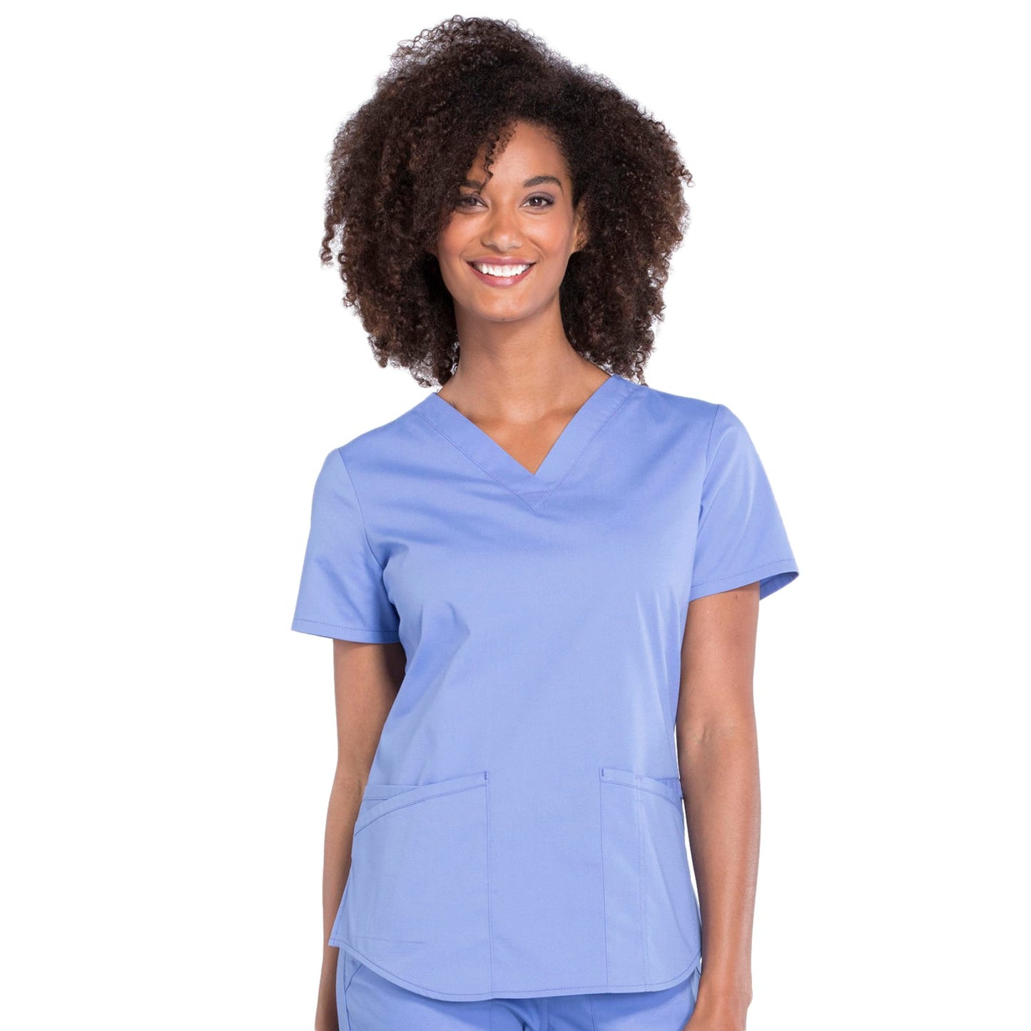 Cherokee Workwear Professionals WW665 Scrubs Top Women's V-Neck Ciel Blue
