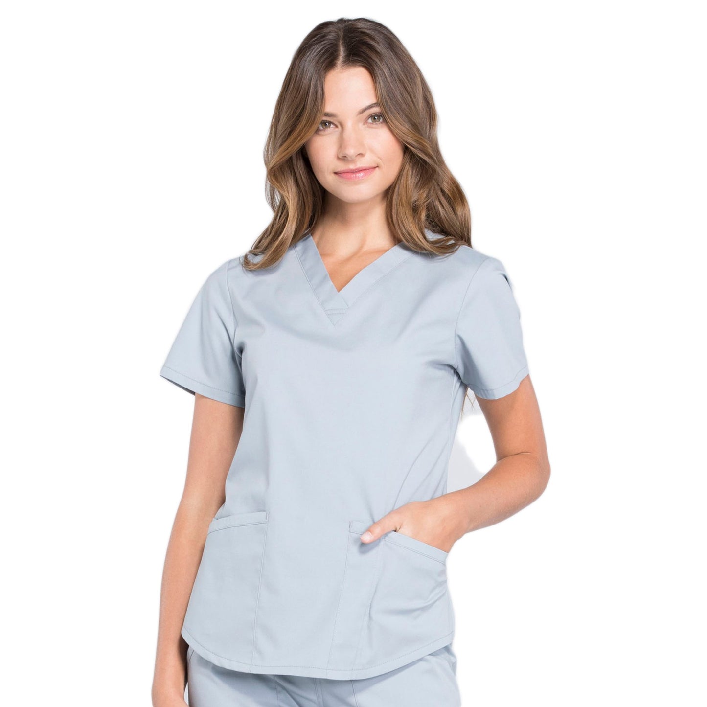 Cherokee Workwear Professionals WW665 Scrubs Top Women's V-Neck Grey