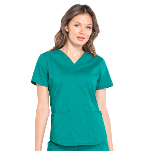 Cherokee Workwear Professionals WW665 Scrubs Top Women's V-Neck Hunter Green