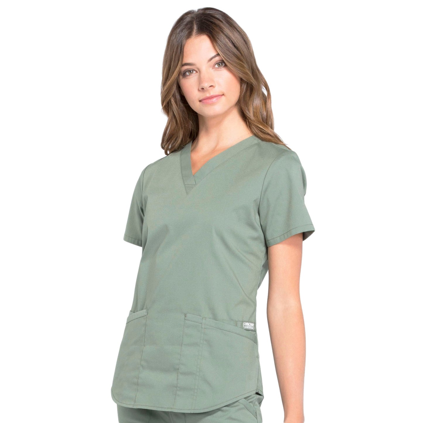 Cherokee Workwear Professionals WW665 Scrubs Top Women's V-Neck Olive 4XL