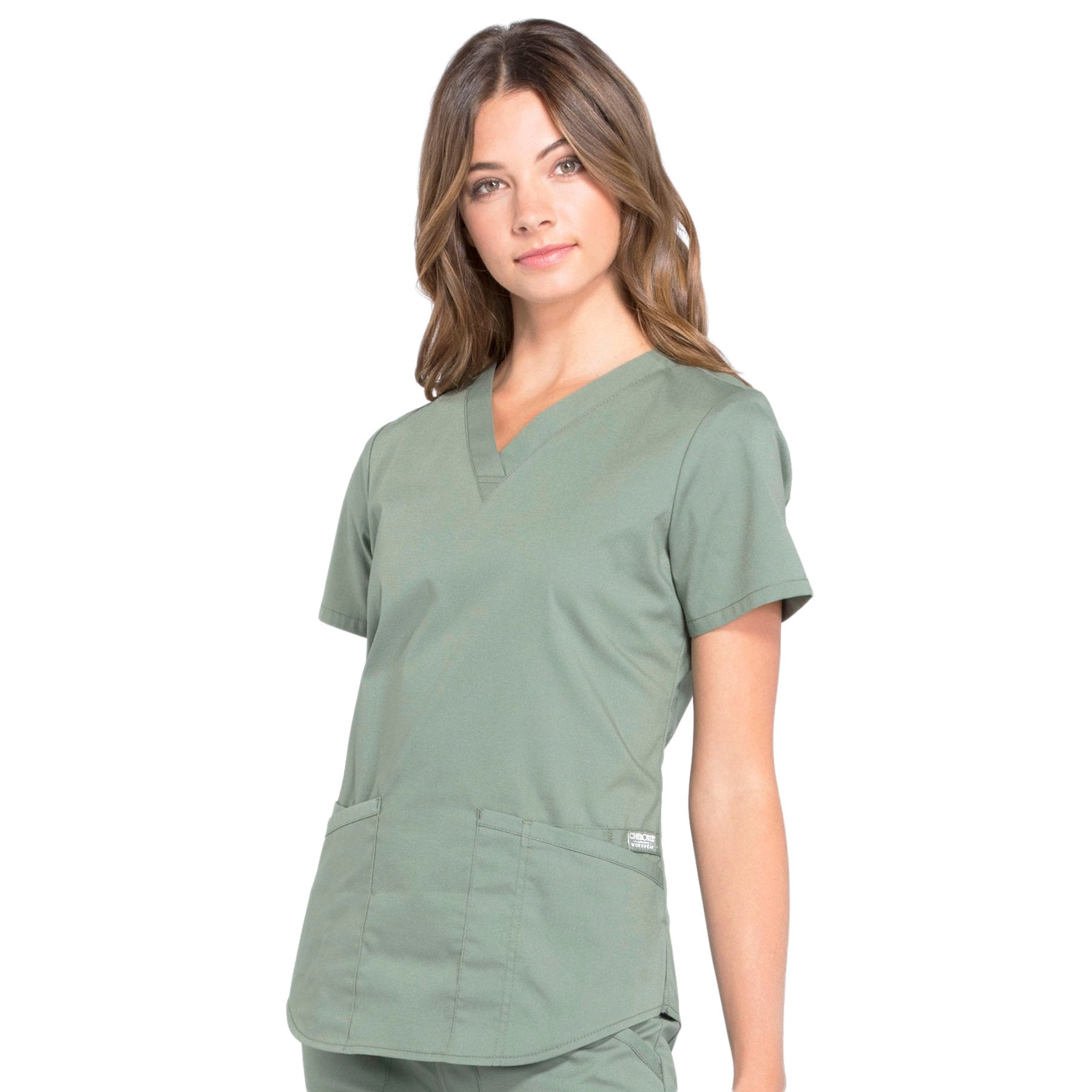 Cherokee Workwear Professionals WW665 Scrubs Top Women's V-Neck Olive 4XL