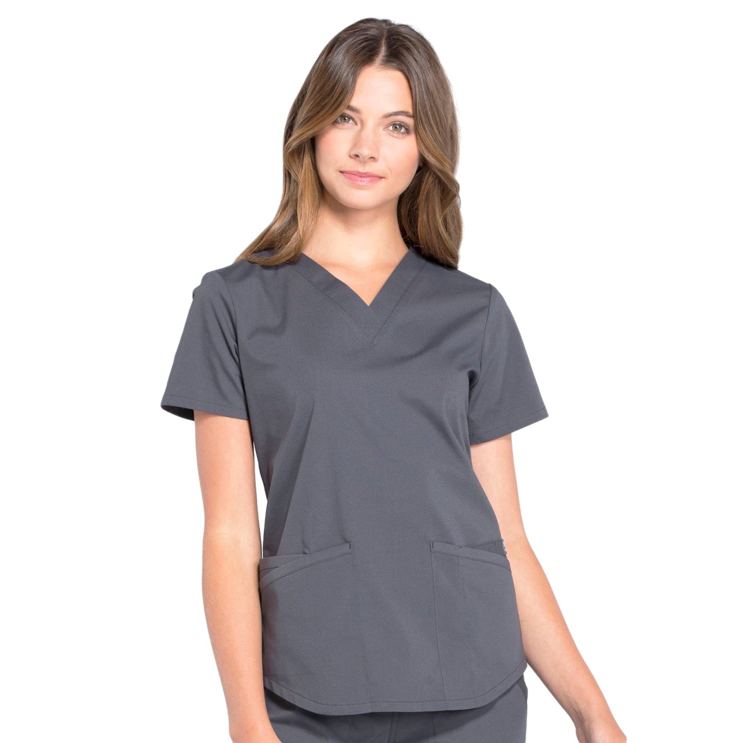 Cherokee Workwear Professionals WW665 Scrubs Top Women's V-Neck Pewter