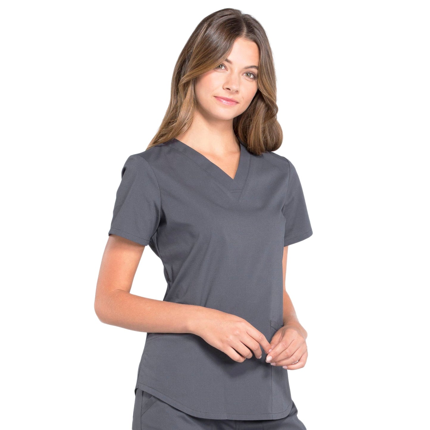 Cherokee Workwear Professionals WW665 Scrubs Top Women's V-Neck Pewter 5XL