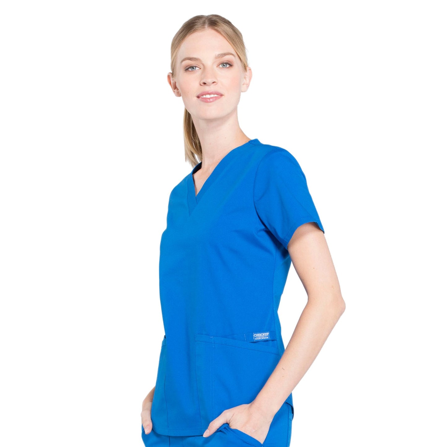 Cherokee Workwear Professionals WW665 Scrubs Top Women's V-Neck Royal 4XL