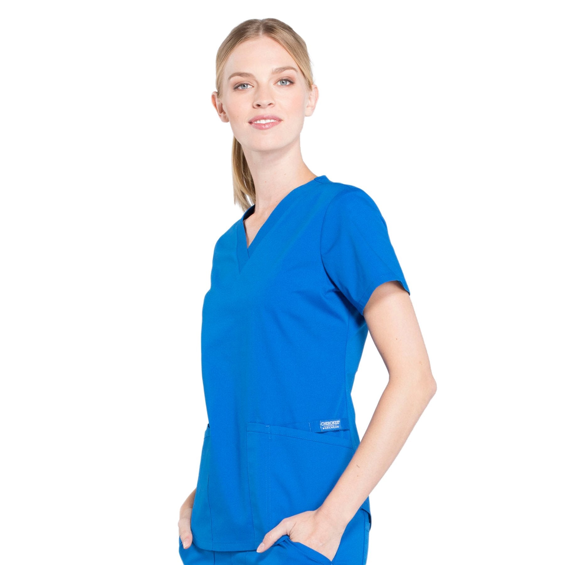 Cherokee Workwear Professionals WW665 Scrubs Top Women's V-Neck Royal 4XL
