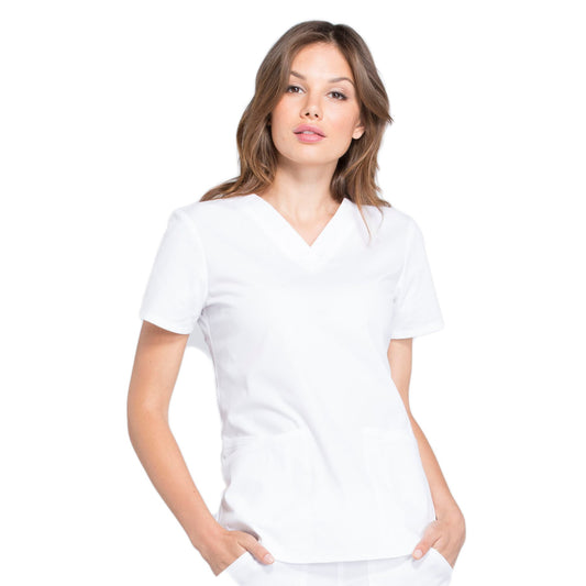 Cherokee Workwear Professionals WW665 Scrubs Top Women's V-Neck White