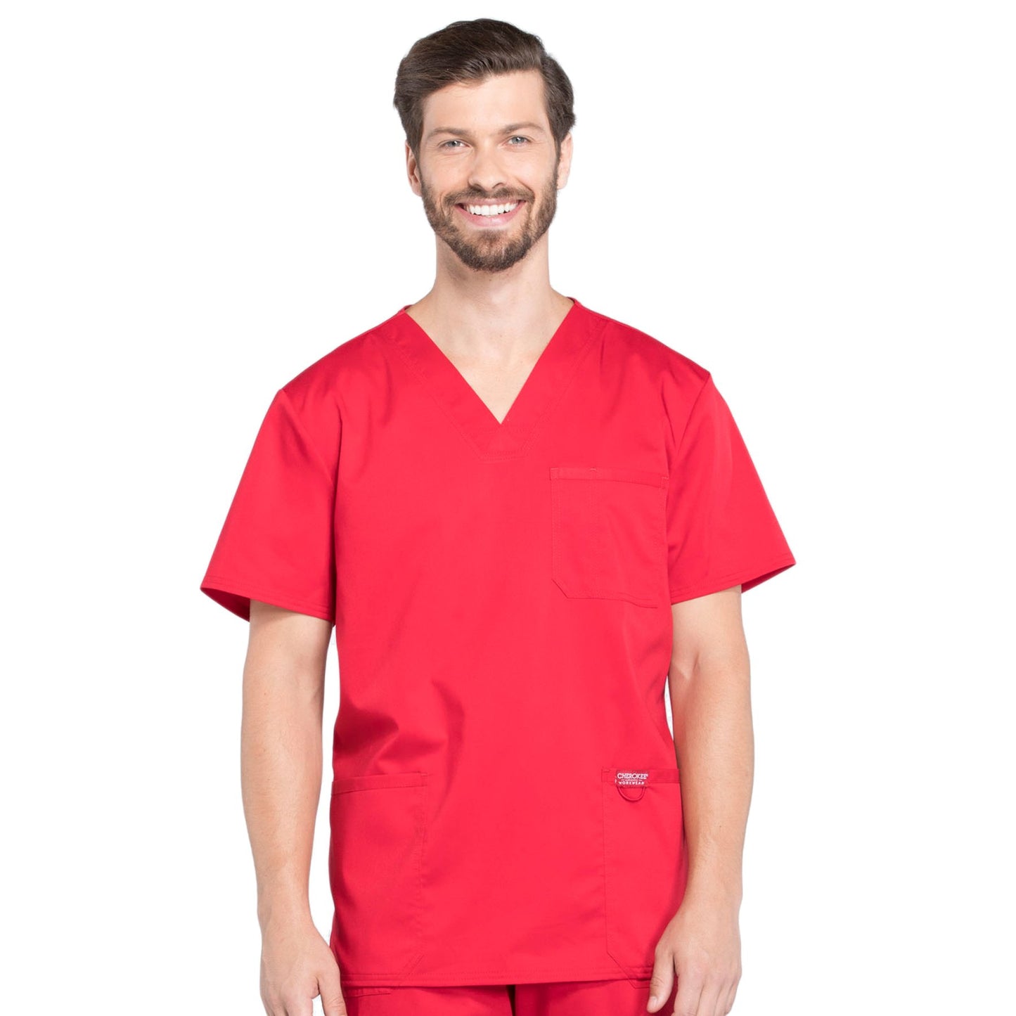 Cherokee Workwear Revolution WW670 Scrubs Top Men's V-Neck Red