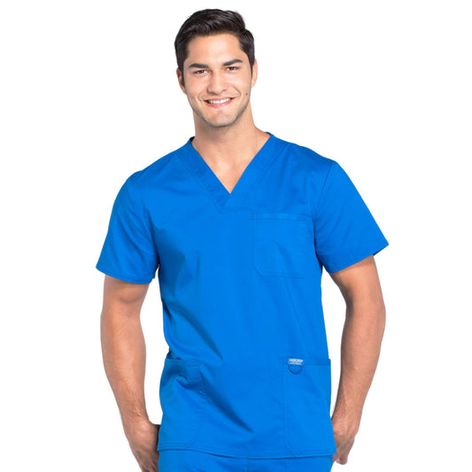 Cherokee Workwear Revolution WW670 Scrubs Top Men's V-Neck Royal