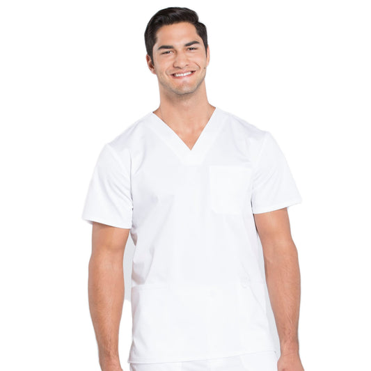 Cherokee Workwear Revolution WW670 Scrubs Top Men's V-Neck White