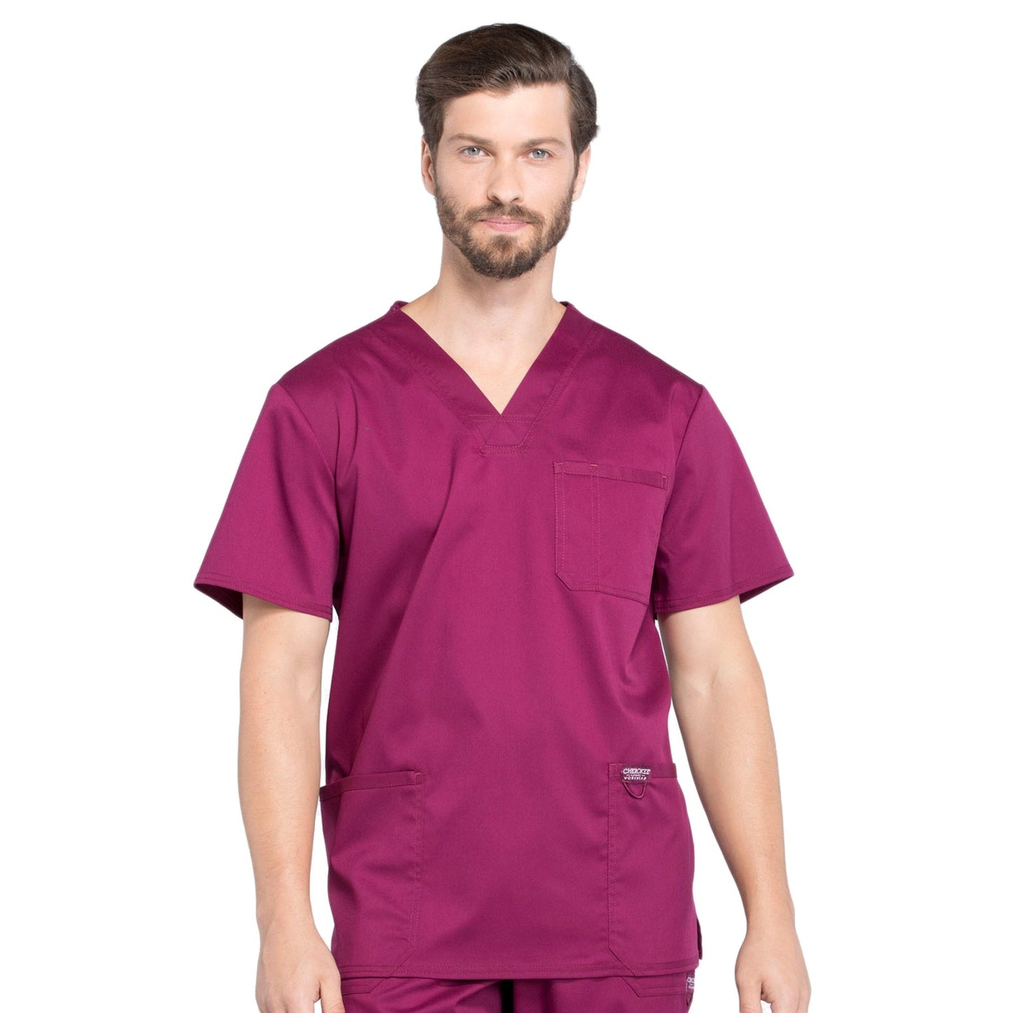 Cherokee Workwear Revolution WW670 Scrubs Top Men's V-Neck Wine