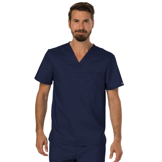 Cherokee Workwear Revolution WW690 Scrubs Top Men's V-Neck Navy