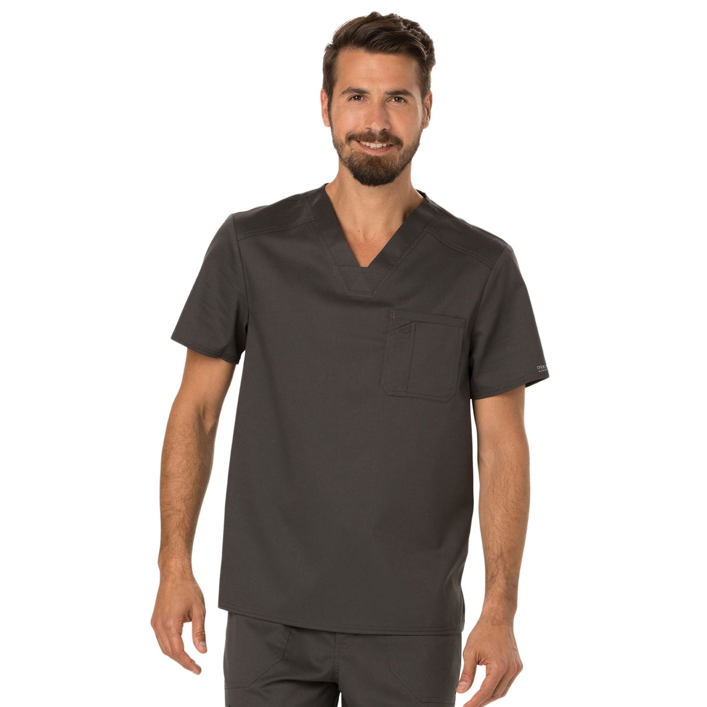 Cherokee Workwear Revolution WW690 Scrubs Top Men's V-Neck Pewter