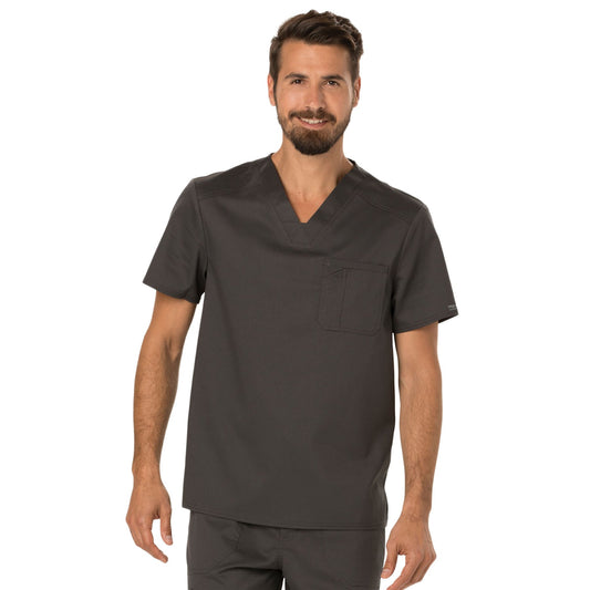 Cherokee Workwear Revolution WW690 Scrubs Top Men's V-Neck Pewter