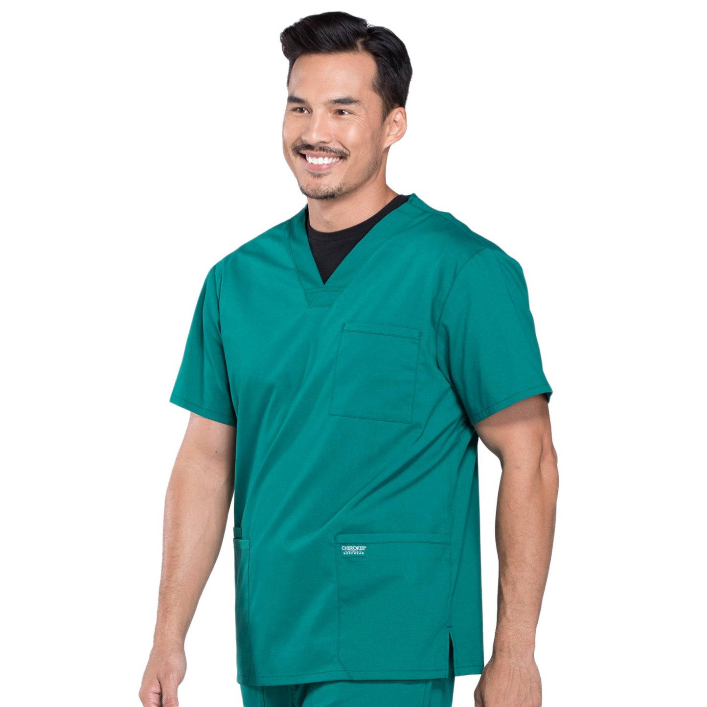 Cherokee Workwear Professionals WW695 Scrubs Top Men's V-Neck Hunter Green 4XL