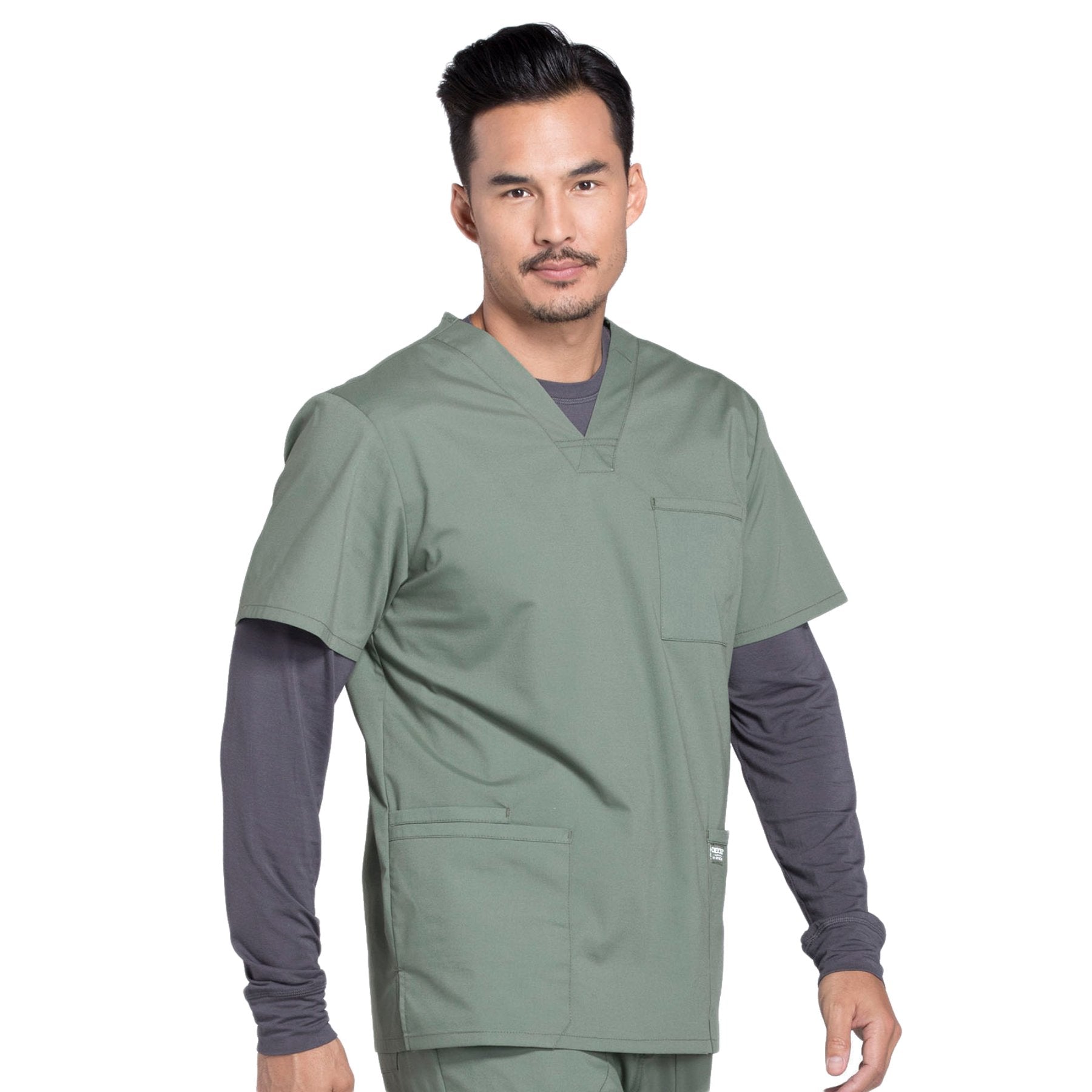 Cherokee Workwear Professionals WW695 Scrubs Top Men's V-Neck Olive 5XL