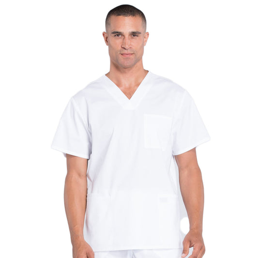 Cherokee Workwear Professionals WW695 Scrubs Top Men's V-Neck White