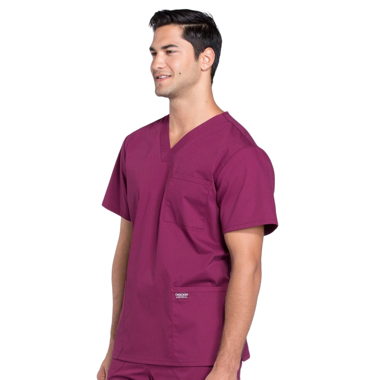 Cherokee Workwear Professionals WW695 Scrubs Top Men's V-Neck Wine 4XL