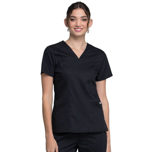 Cherokee Workwear Revolution WW710 Scrubs Top Women's V-Neck Black