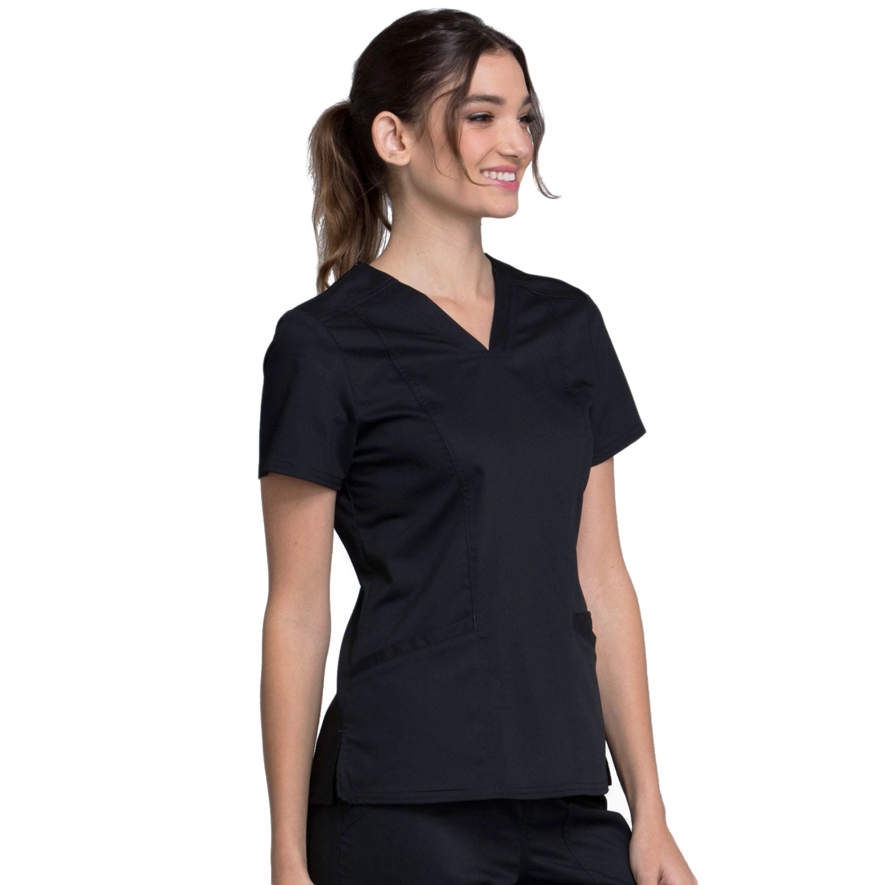 Cherokee Workwear Revolution WW710 Scrubs Top Women's V-Neck Black M